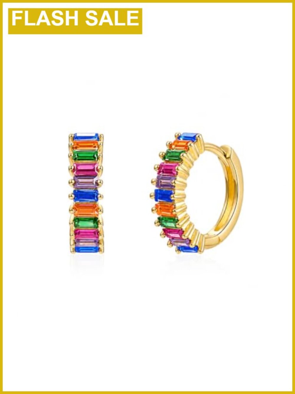 14K Gold Plated Hoop Dangle Earrings Cubic Zirconia Cross Turquoise Women